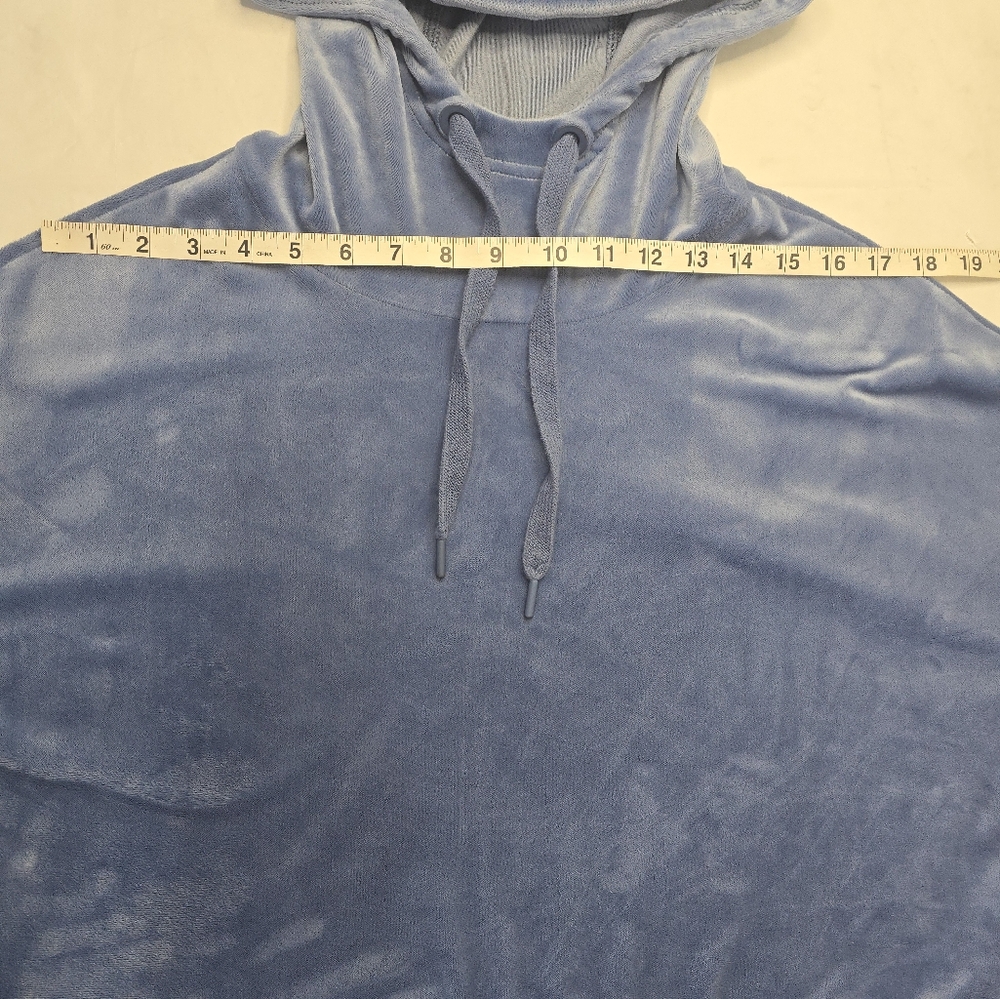 Offline by Aerie Velour Hoodie Blue Cropped Long Sleeve Relaxed Fit Athleisure M - Picture 8 of 12